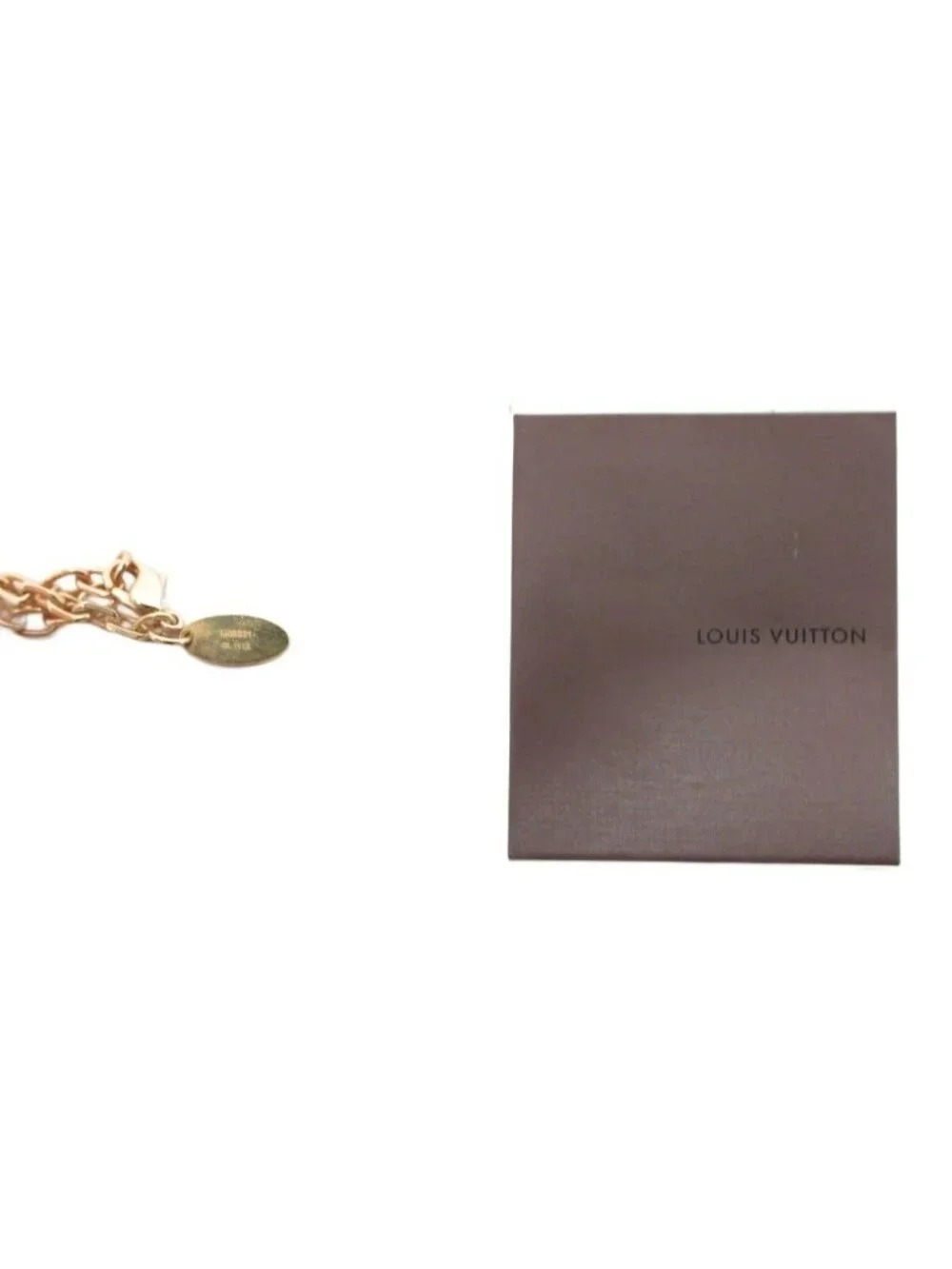 Louis Vuitton Collier Gamble Necklace LV Logo Cube Rhinestone Gold